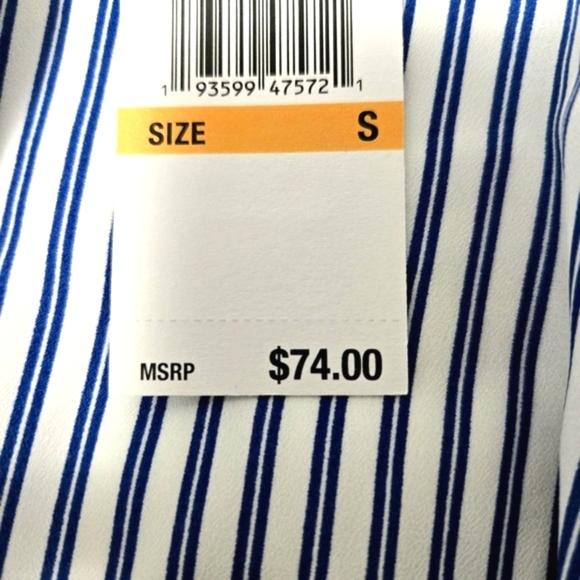 Michael Kors stripe, zip front top/shirt.  Blue and white. Size small. - Picture 15 of 16
